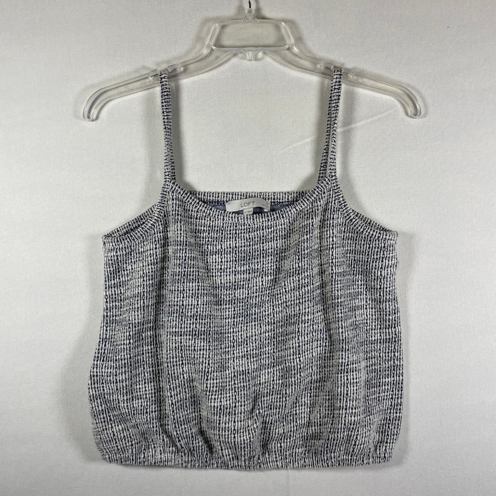 LOFT Petite Textured Striped Camisole Tank Top White Black - Size LP - Picture 2 of 7
